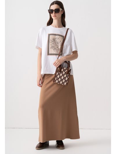 Solid Basic Maxi A-Line Skirt