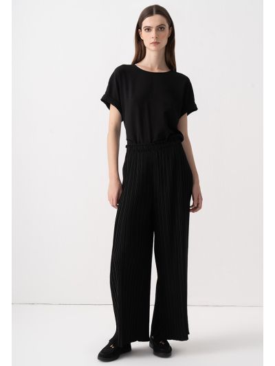 Pleated Wide Legs Solid Trouser
