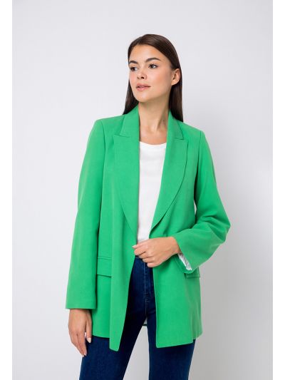 Notched Collar Solid Open Blazer