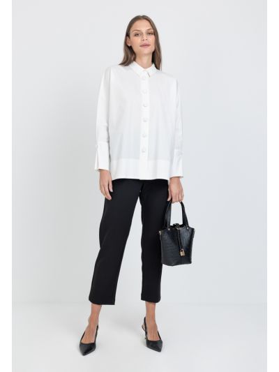 Solid High Waist Pegged Trouser