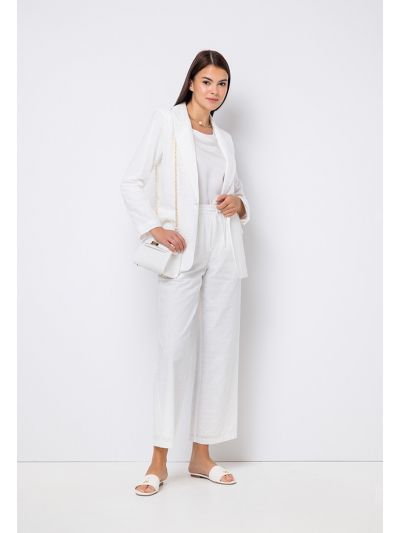 Schiffli Wide Leg Solid Trouser