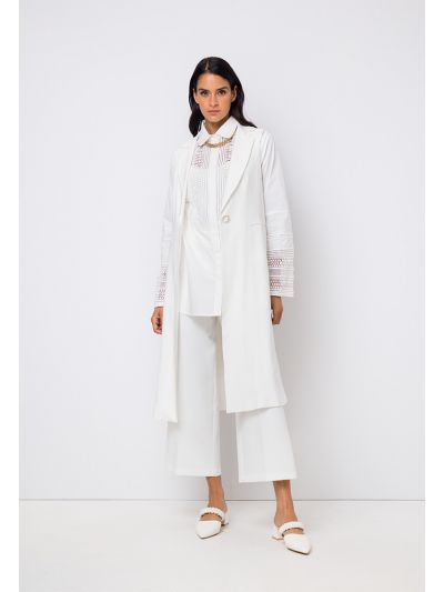 Notched Collar Solid Long Gilet