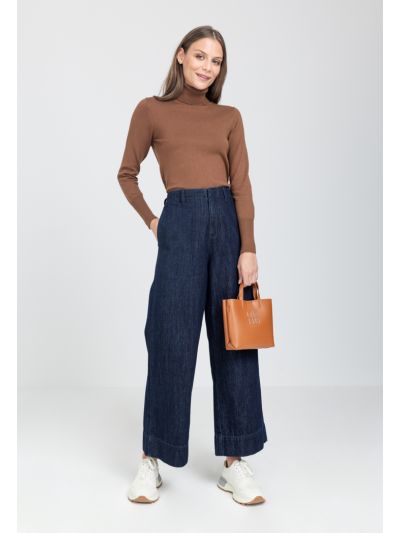 Wide Leg High Waist Denim Trouser