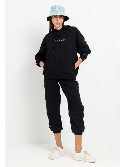 Elastic Waist Rubber Print Jogger