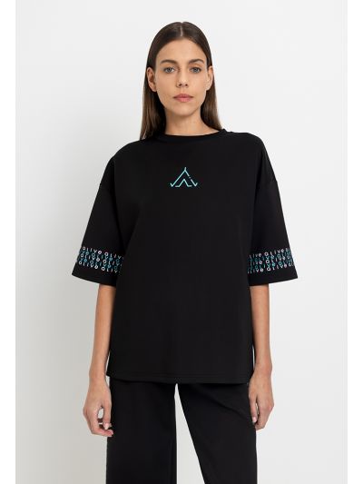 Drop Shoulder Printed Sleeve T-Shirt