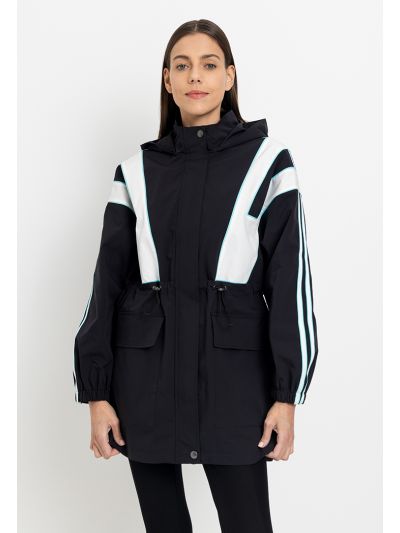 Contrast Drawstring Full Zip Jacket