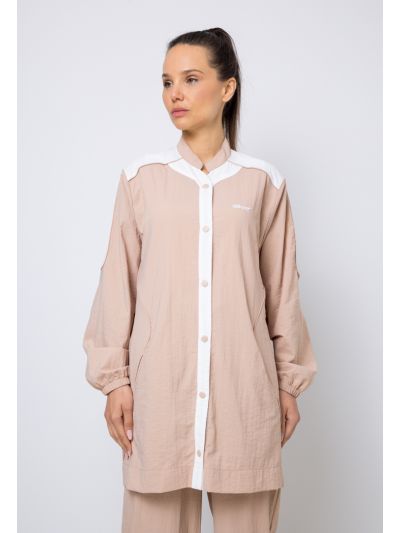 Contrast Crinkled Midi Jacket