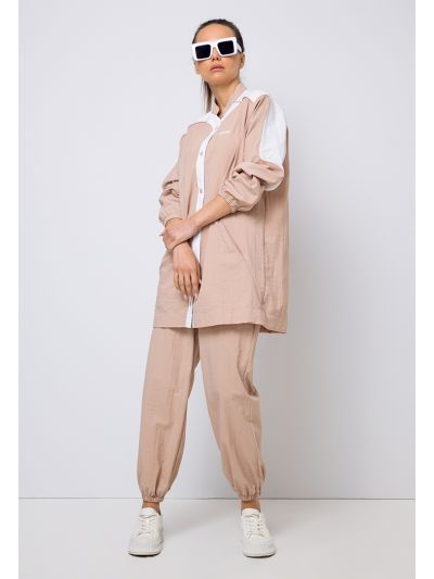 Solid High Waist Elastic Hem Jogger
