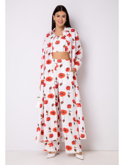Printed Loose Fit Belted Shirt Dress