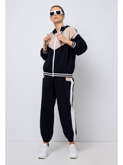 Contrast High Waist Elastic Hem Jogger