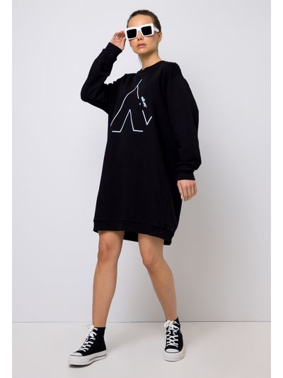 Knitted Rubber Printed Ribbed Hem Blouse