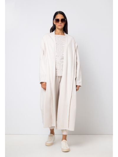 Solid Rubber print Maxi Open Cardigan