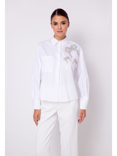 Solid Crystal Embellished Shirt