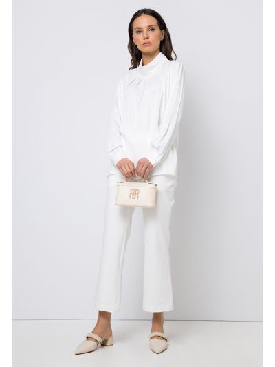 Solid Mid Waist Straight Leg Trouser