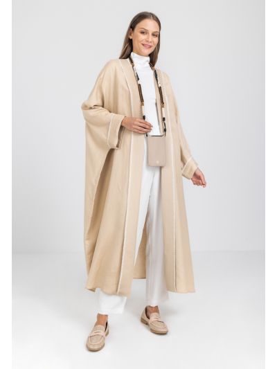Blanket Stitch Solid Open Abaya