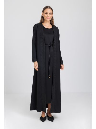 Embroidered Open Solid Abaya