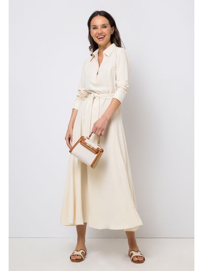 Single Tone Belted Flared Maxi Dress