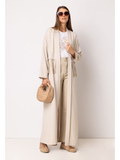 Solid Fringe Detail Maxi Abaya