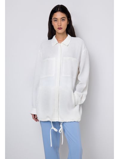 Single Tone Textured Drop Shoulder Jacket