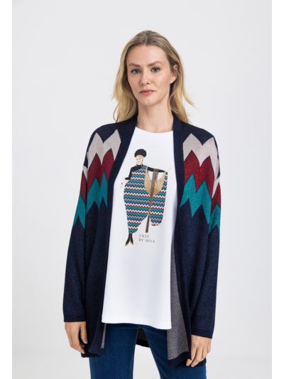 Knitted Lurex Multicolor Cardigan