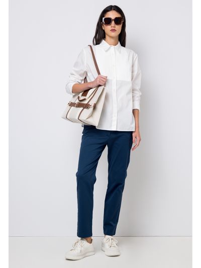 Solid High Waist Pegged Trouser