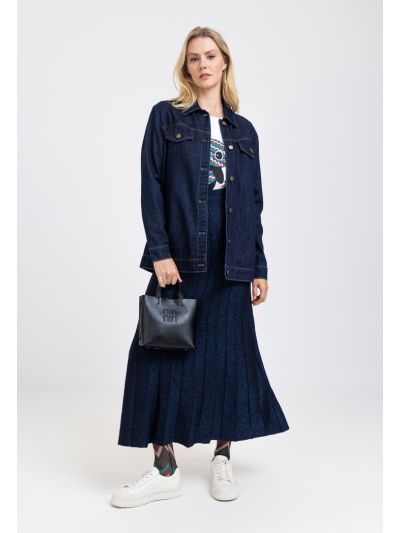 Pleated Knitted Lurex Skirt