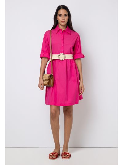 Roll Tab Sleeve Flared Tunic 