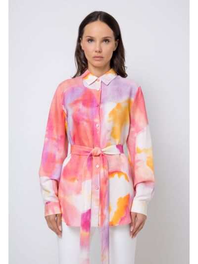 All Over Printed Belted Shirt