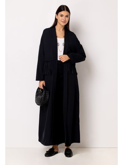 Solid Fringe Detail Maxi Abaya