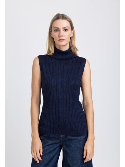 Knitted Lurex Sleeveless Sweater