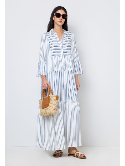 Striped Tiered Oversized Maxi Dress