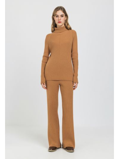 Knitted Ribbed High Waist Trouser
