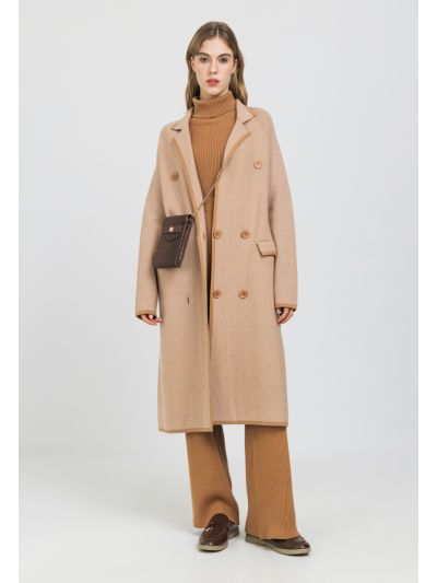 Double Breasted Knitted Trench Coat