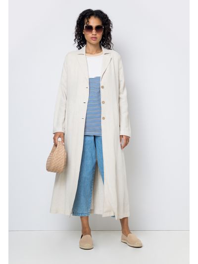 Loose Fit Notched Collar Solid Jacket