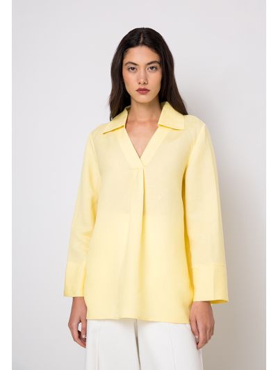 Single Tone Oversized V-Neck Blouse