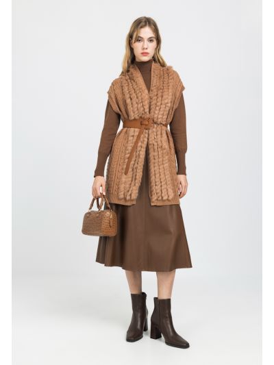 PU Leather Flared Skirt