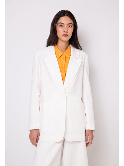 Solid Notched Collar Single Breasted Blazer