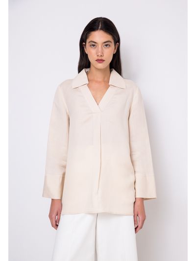 Single Tone Oversized V-Neck Blouse