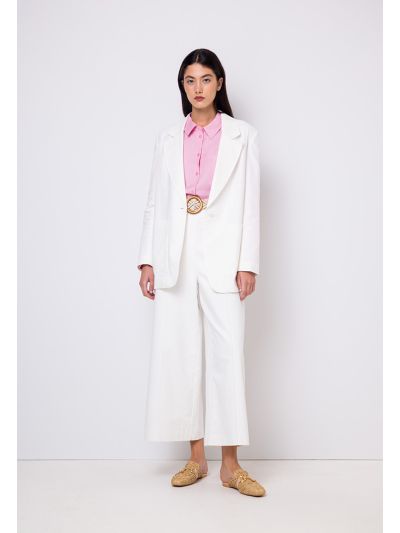 Solid Wide Leg High Waist Trouser