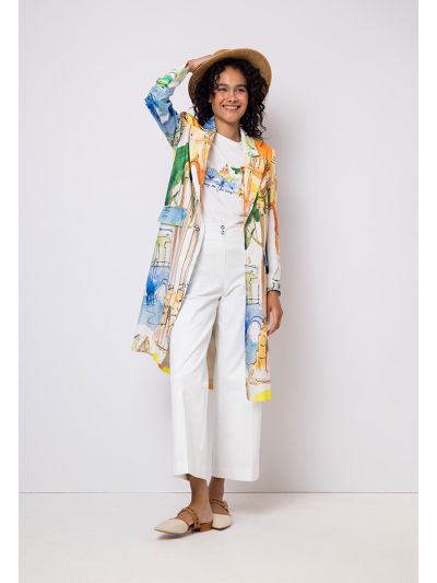 Allover Printed Notched Collar Jacket