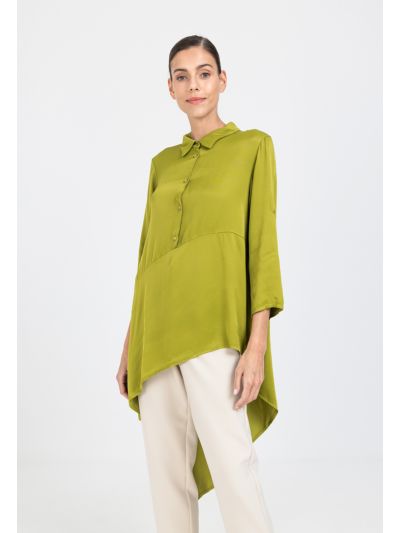 Asymmetrical Solid Tunic Blouse