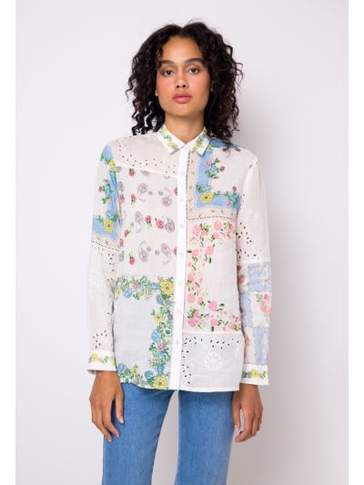 Printed Schiffli Long Sleeve Shirt