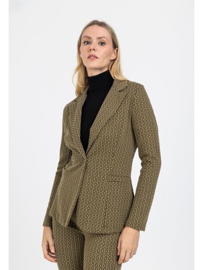Allover Knitted Jacquard Classic Blazer
