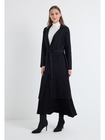 Notched Collar Solid Knitted Cardigan