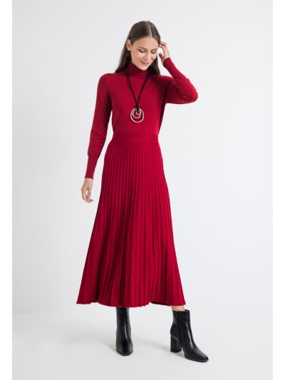 Flared Hem Ribbed Knitted Maxi Skirt