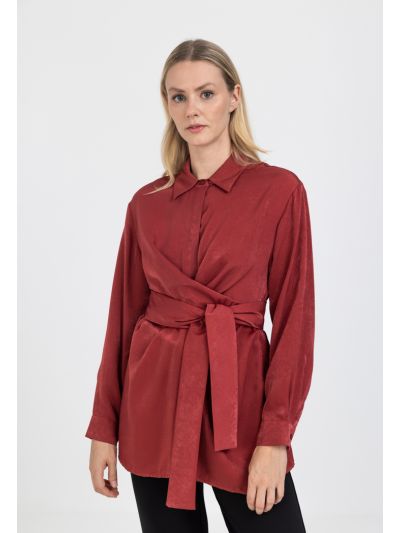 Solid Self Tie Trendy Blouse