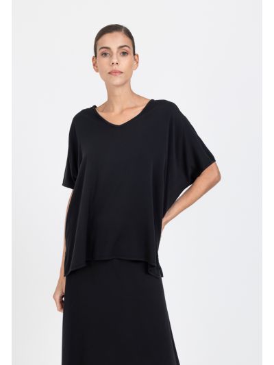 Short Batwing Sleeves Solid Blouse