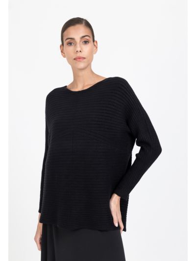 Knitted Ribbed Solid Oversized Blouse