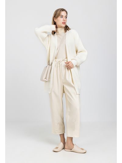 Drawstring Waist Faux Leather Trouser