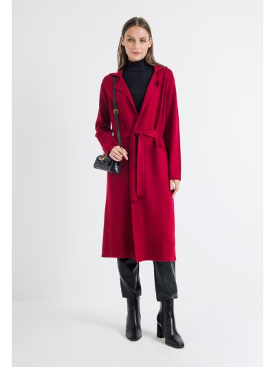 Notched Collar Solid Knitted Cardigan
